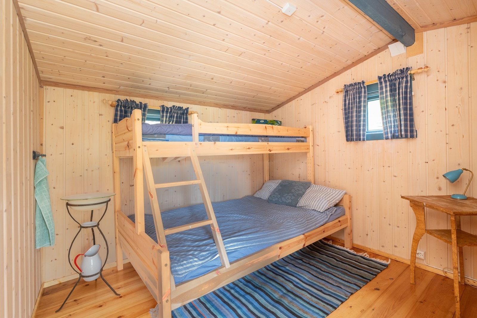 Hytta har også et ekstra soverom med familiekøye.
Dette soverommet har egen inngang fra overbygget del av verandaen. Galleribilde