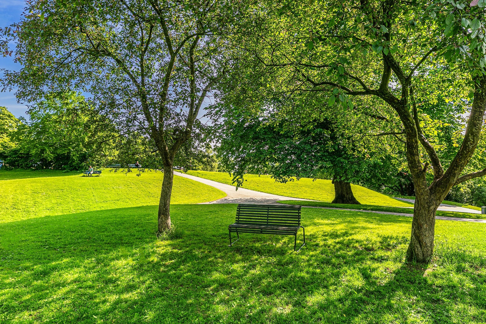 Rett utenfor døren ligger hyggelige Stensparken. Her er det flotte stier og områder for piknik Galleribilde
