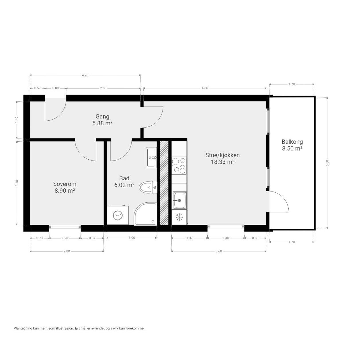 Målsatt plantegning. Galleribilde