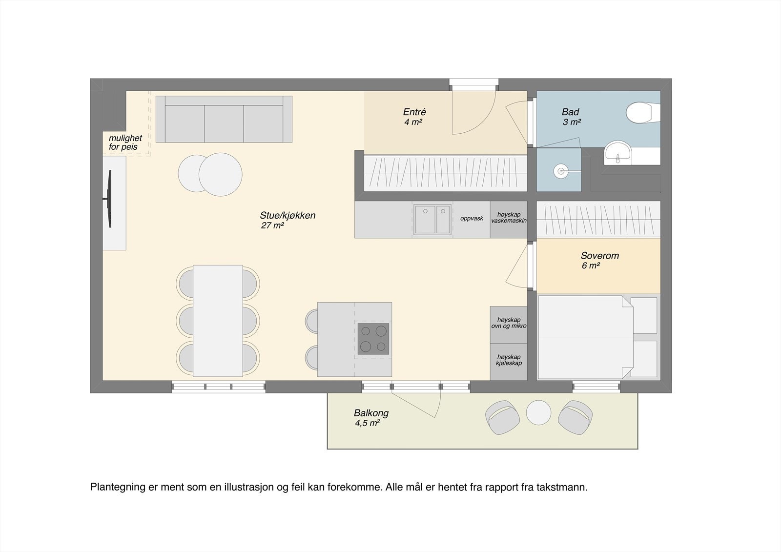 Plantegning med forslag til møblering. Galleribilde