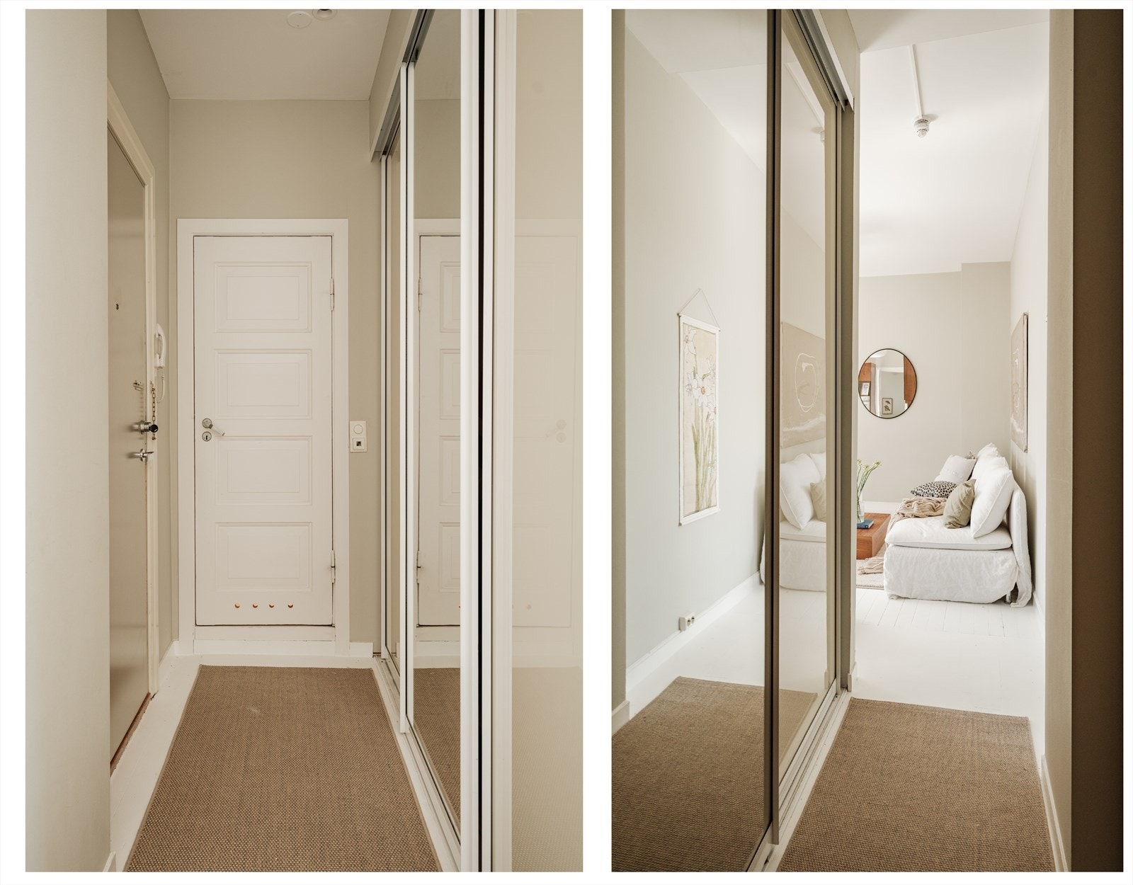 Praktisk yttergang med svært gode oppbevaringsmuligheter i stor skyvedørsgarderobe. I tillegg disponerer leiligheten en loftsbod på 3 kvm og en kjellerbod på ca. 5 kvm, som byr på ekstra lagringsplass. Galleribilde