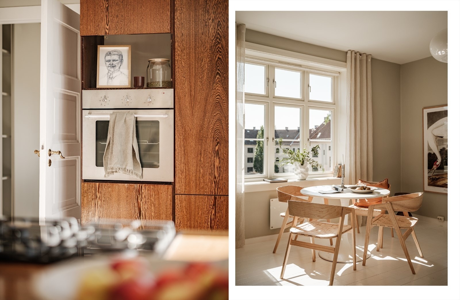 Plass til stort spisebord ved vinduet. I tillegg til kjøkkenøy med plass til 2-3 stoler. Galleribilde