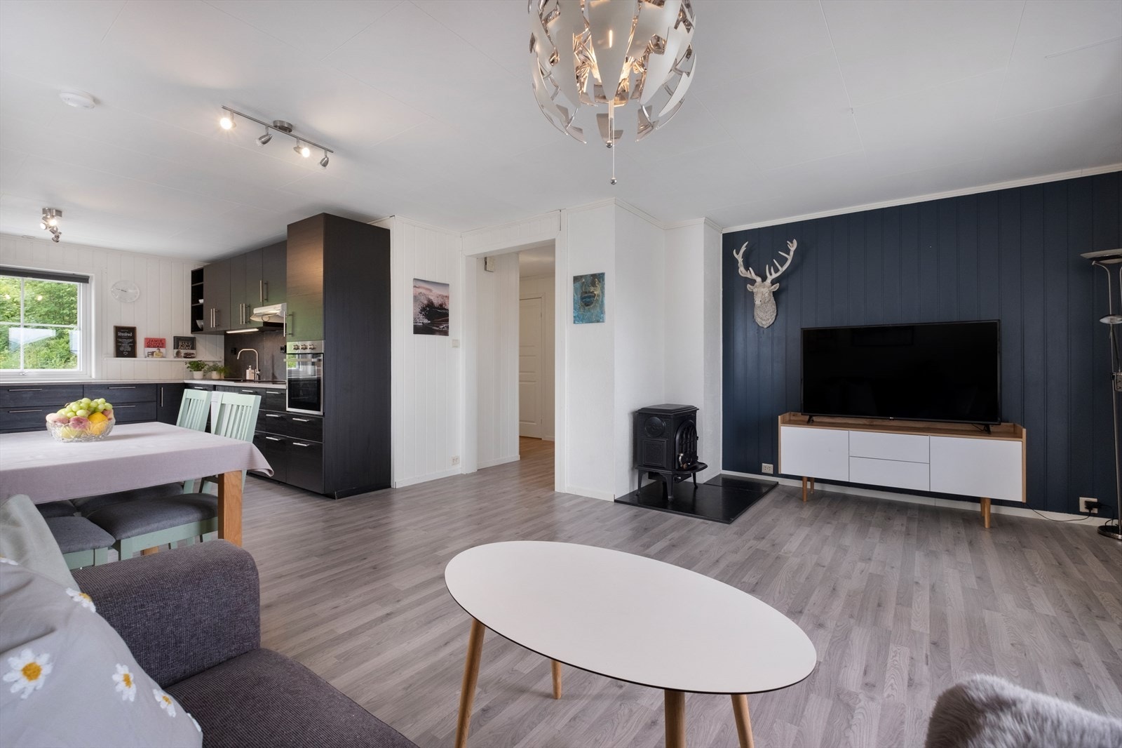 Det er god plass til både spisegruppe og sofagruppe Galleribilde