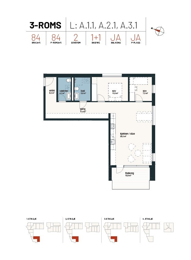 Plantegning A 1.1 (1. etasje) Galleribilde