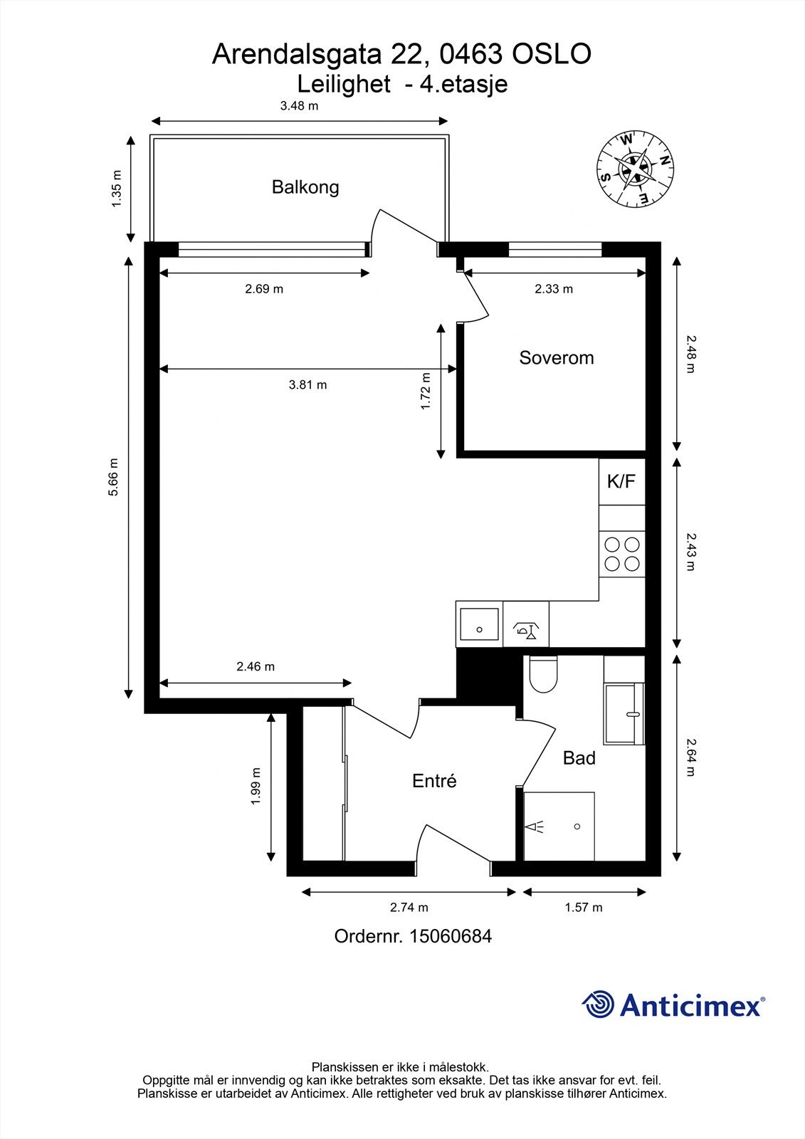 Plantegning, 4. etasje. Galleribilde