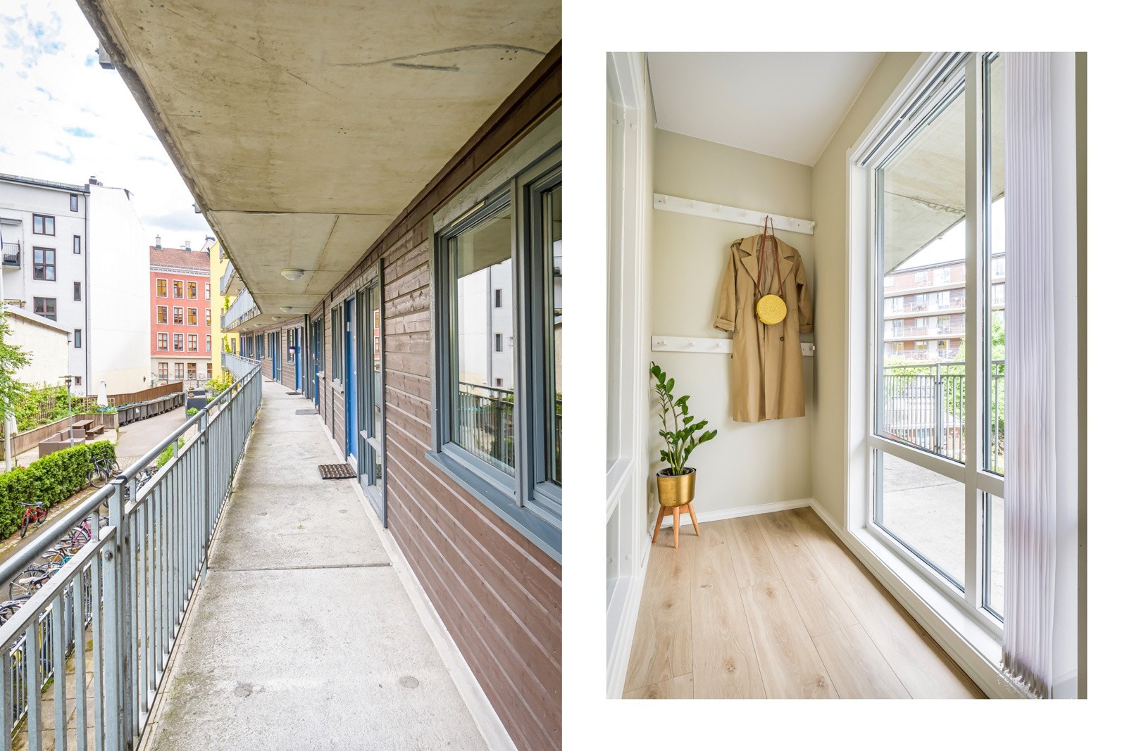 Det er adkomst til leiligheten via heis/trappegang og svalgang. Galleribilde