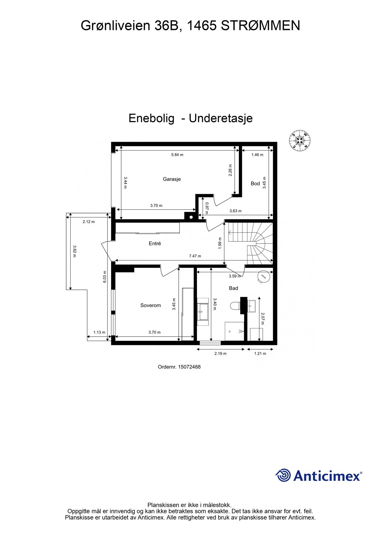 Underetasjen inneholder entré, soverom, baderom, romslig bod for oppbevaringsplass og garasje. Galleribilde