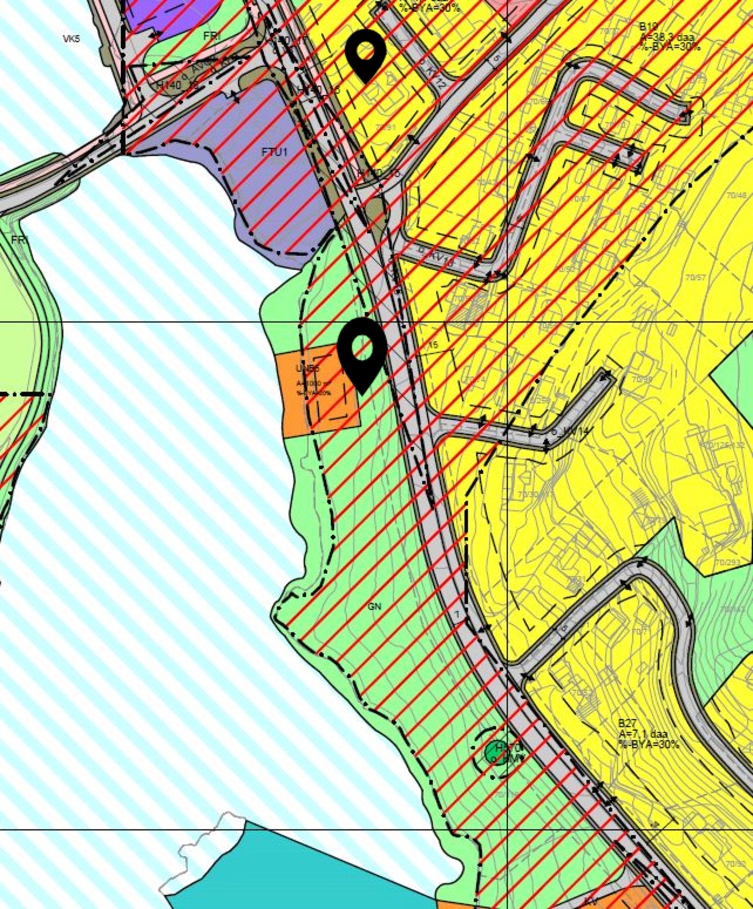 Tilleggstomt ved sjøen på over 8 mål, hvor det som er markert med oransje er regulert til naustbebyggelse Galleribilde