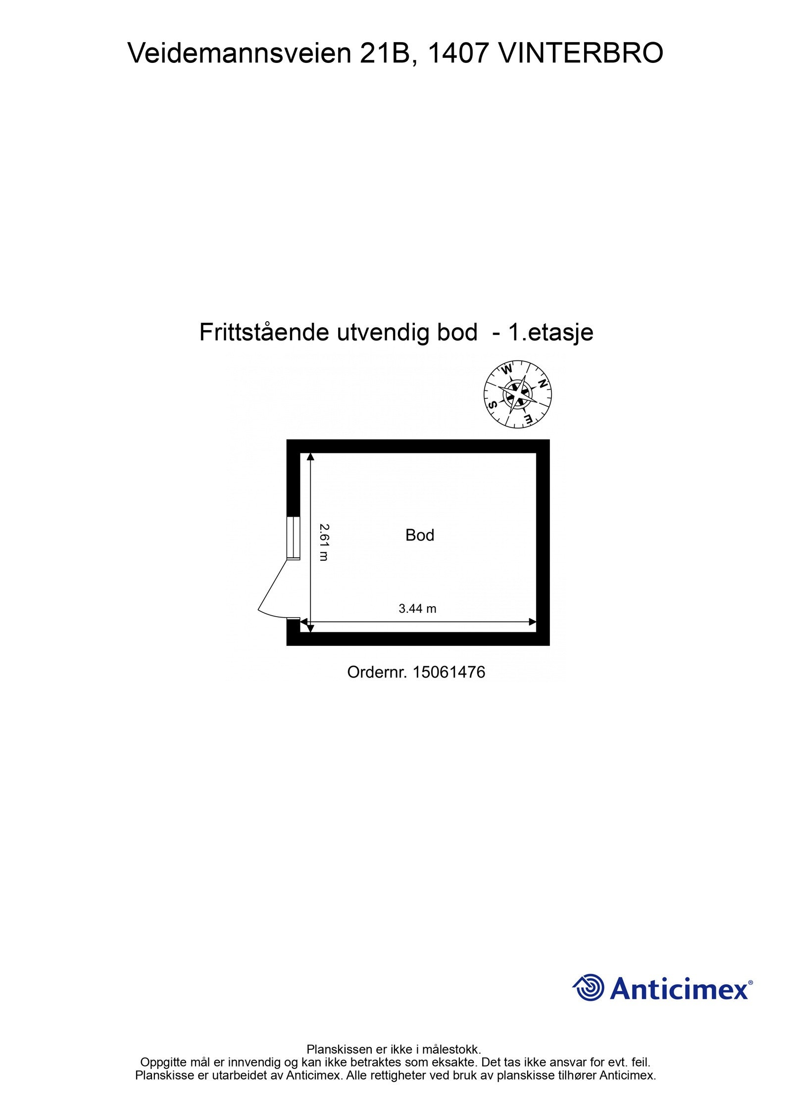 Plantegning frittstående bod. Galleribilde