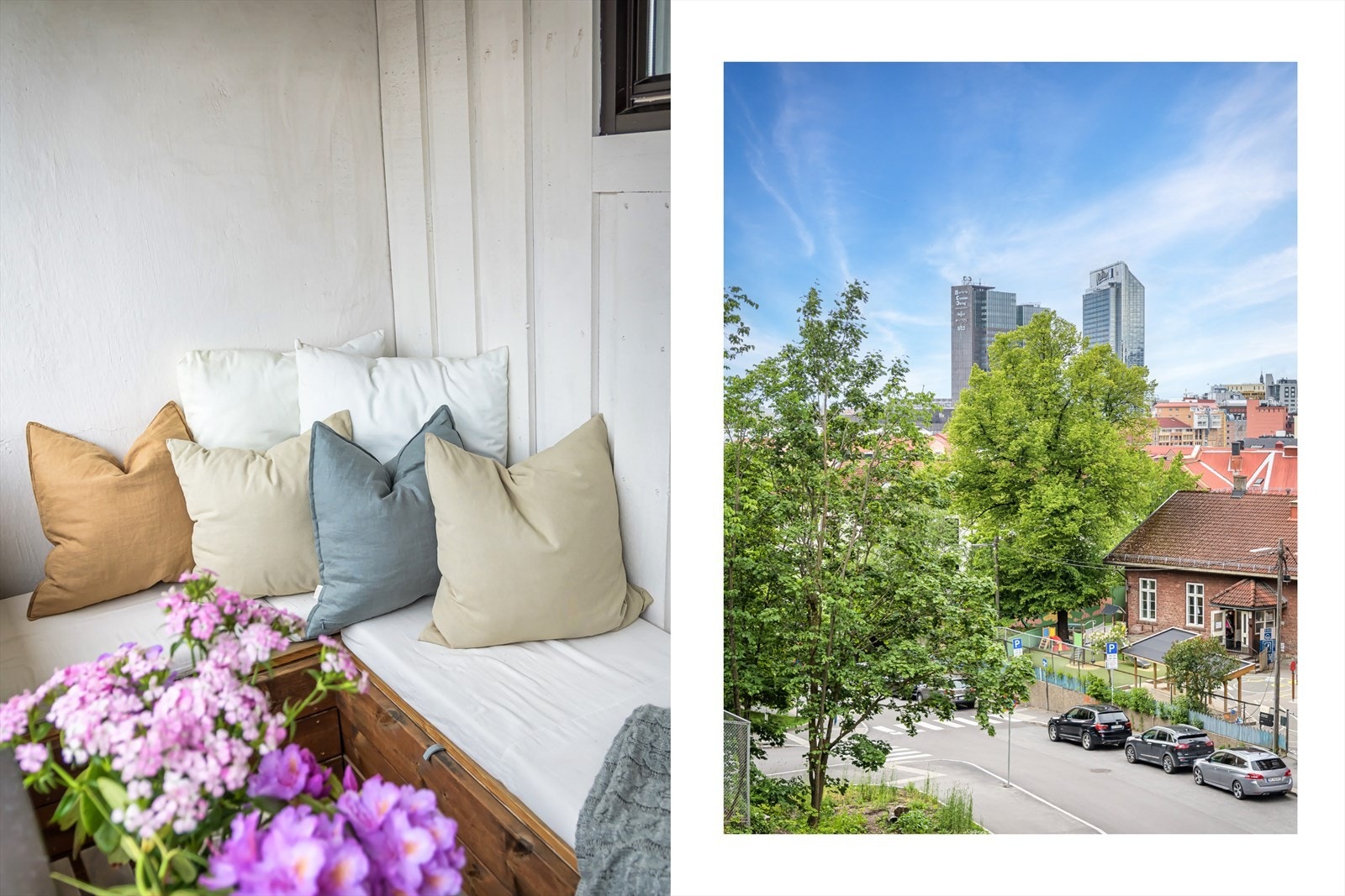 Her har du sol fra ca kl 16 til den går ned bak Plaza på sommerstid Galleribilde