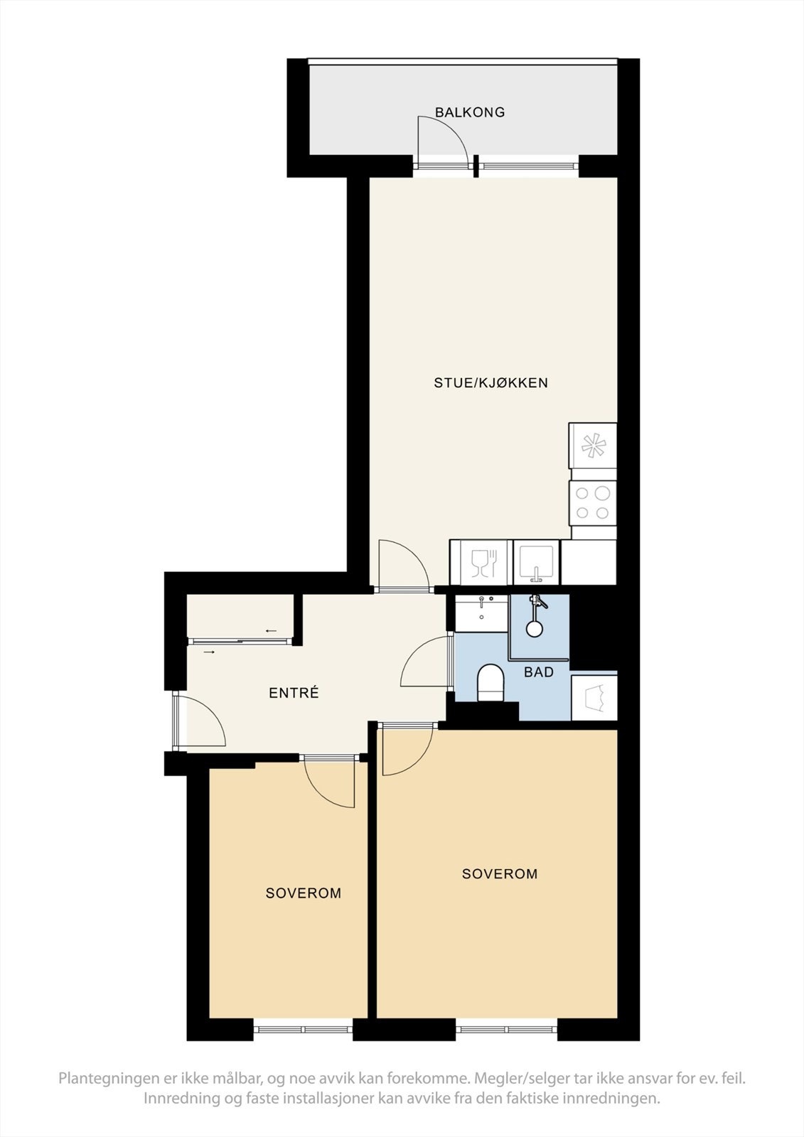 Alternativ plantegning - Mulighet for å flytte ut kjøkkenet for å få et ekstra soverom. Galleribilde