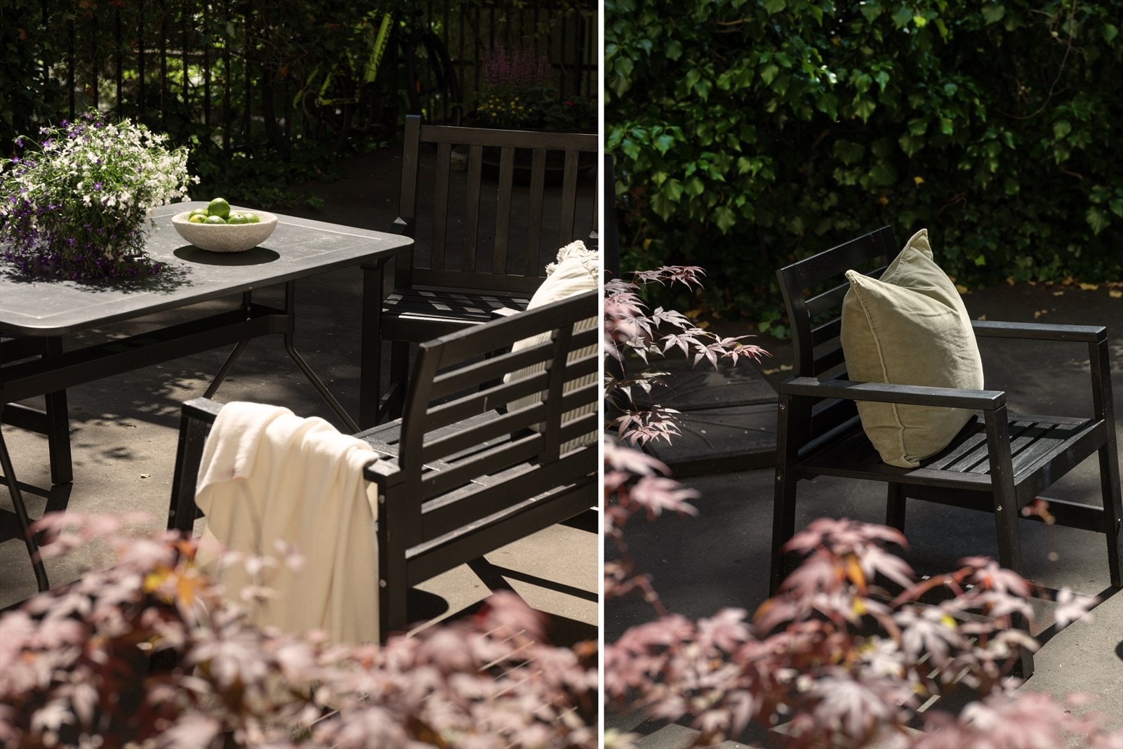 Hyggelig bakgård med utemøbler for beboerne. Galleribilde