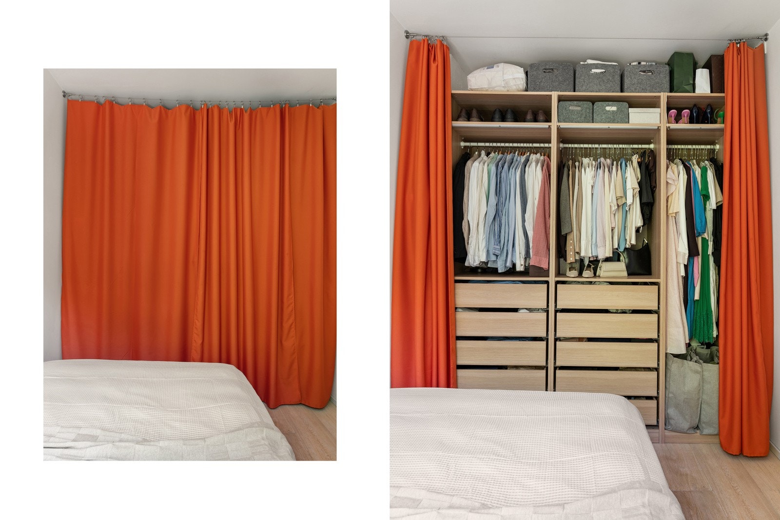 Romslig garderobeløsning som gir utmerkede oppbevaringsmuligheter Galleribilde