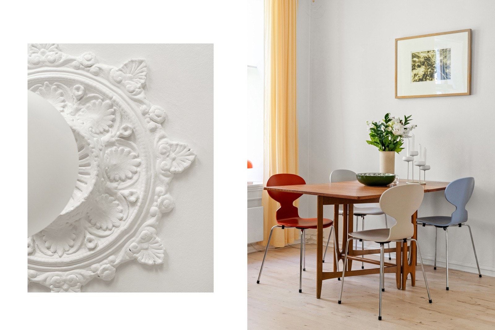 Klassisk flott stue med stukkatur og rosett Galleribilde