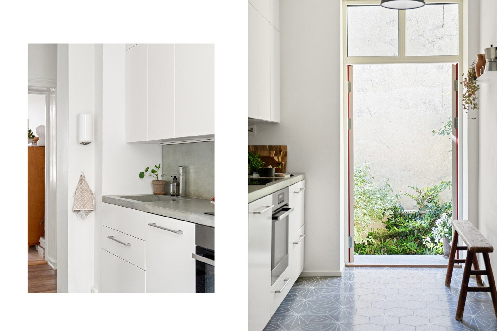 Kjøkkenet har direkte utgang til hyggelig uteplass hvor man kan nyte måltider med venner og familie Galleribilde