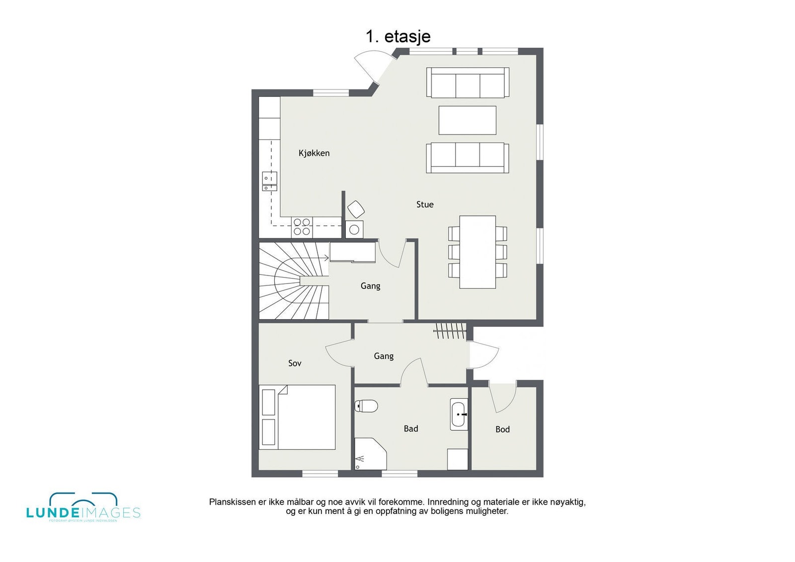 Planskisse 1. etasje - ikke målbar - BRA-i 73 kvm og BRA-e 4 kvm. Galleribilde
