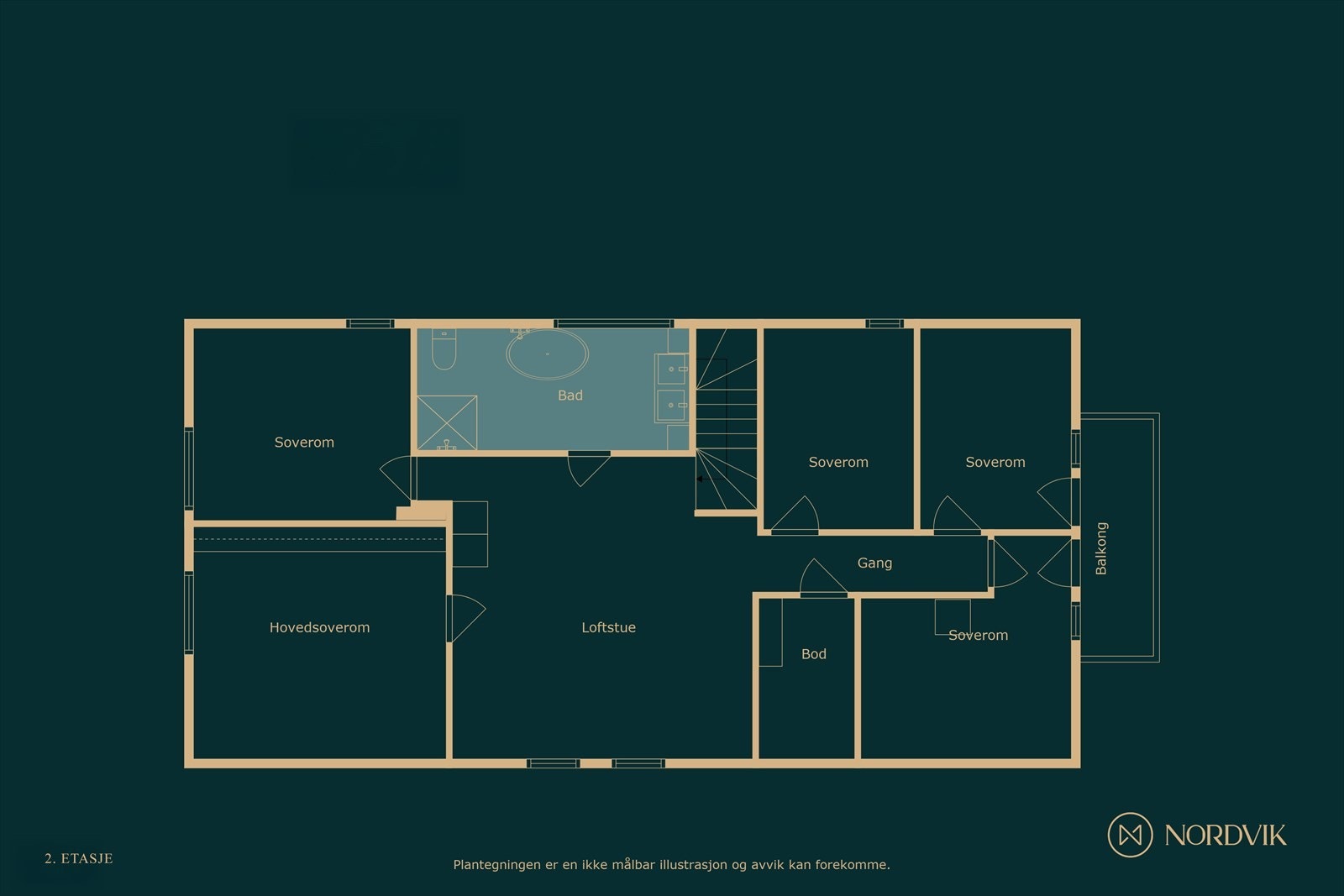 2.etasje boligens hoveddel Galleribilde