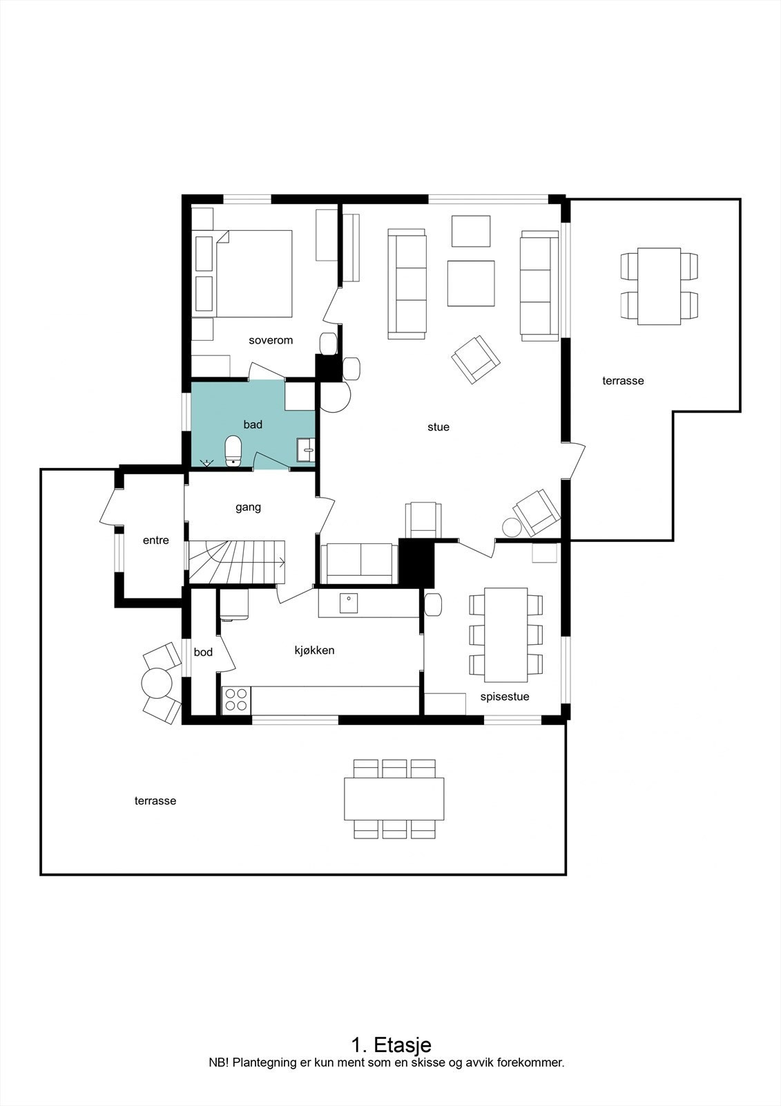 Plantegning 1. etasje Galleribilde
