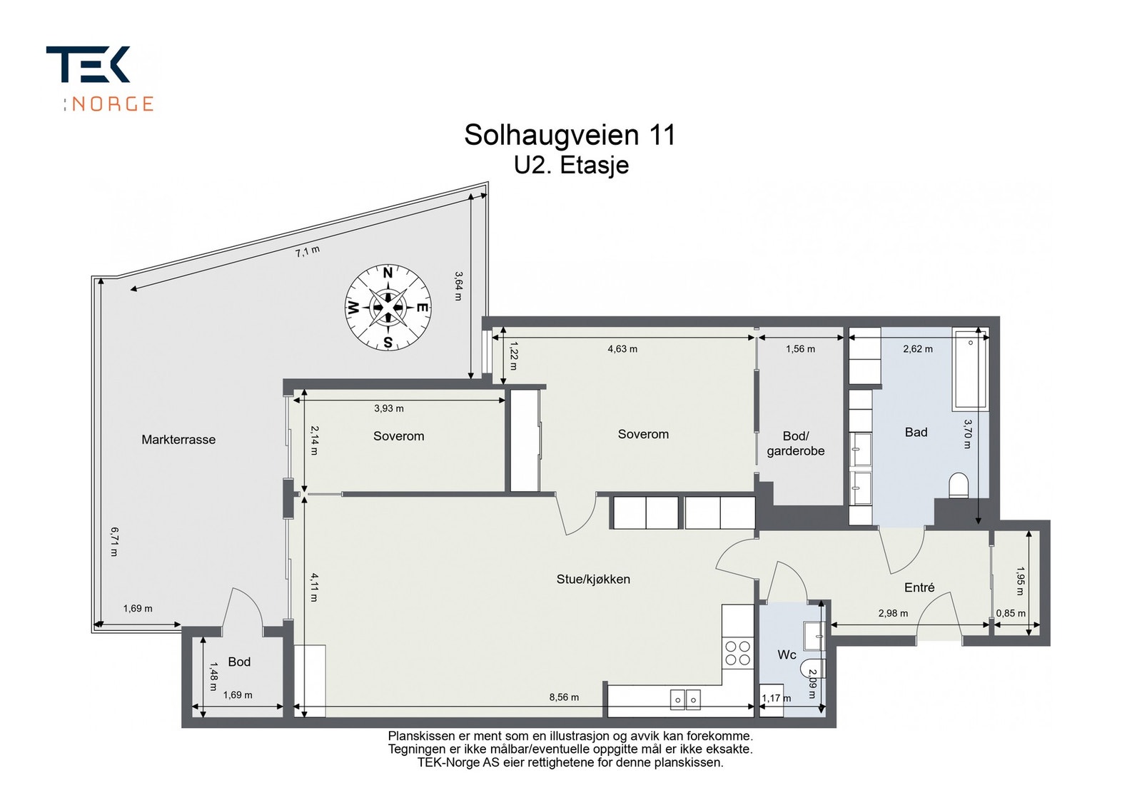 Plantegning, Solhaugveien 11, U2. Etasje Galleribilde