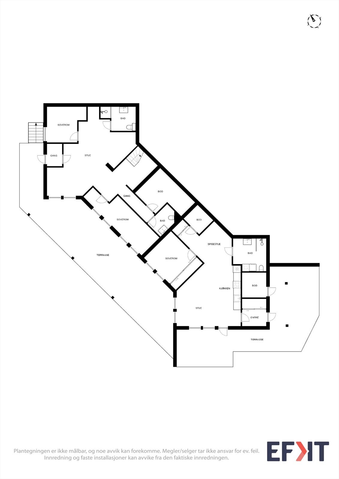 Man har en egen, godkjent utleiedel med separat inngang. Dette går ikke på bekostning av rominndelingen i u. etg. Galleribilde