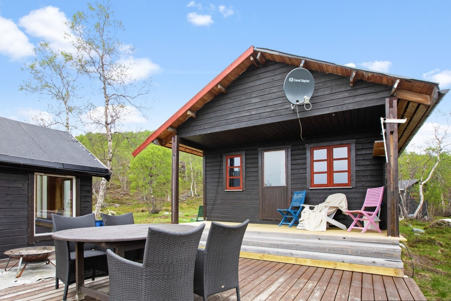 Aktiv Eiendomsmegling v/Tomi Christian Johansen, presenterer her en koselig hytte bygd 2002 med 3 soverom, innlagt strøm, badstue og stor terrasse. Galleribilde