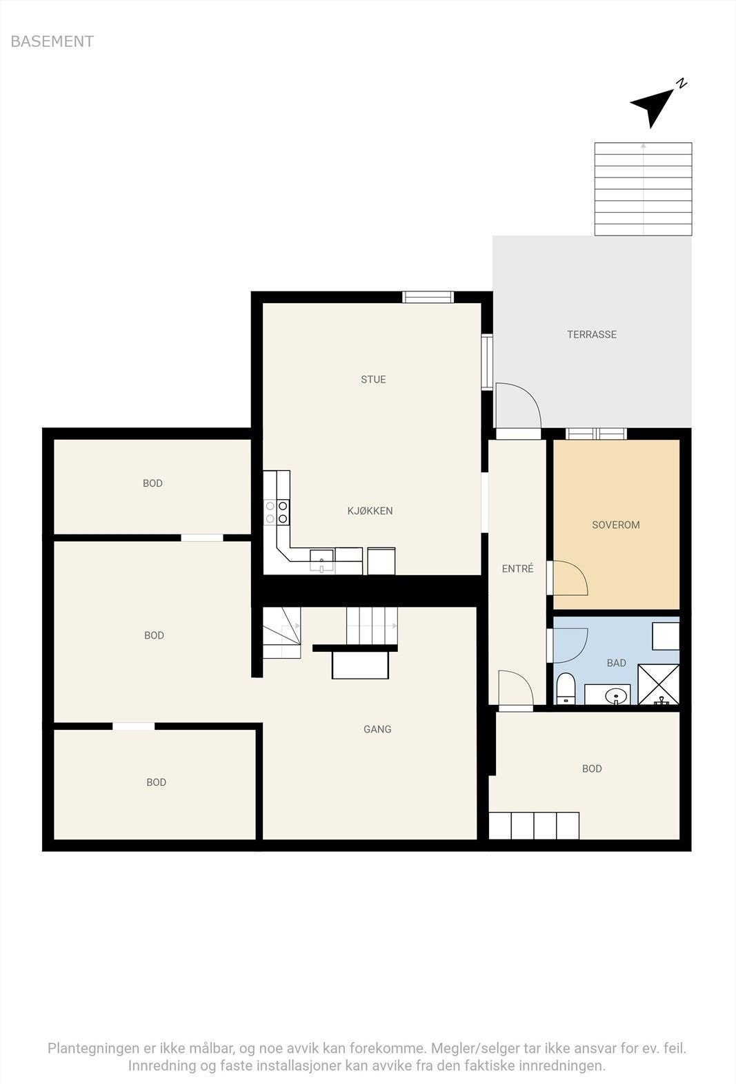 Plantegning kjeller med utleiedel. Galleribilde