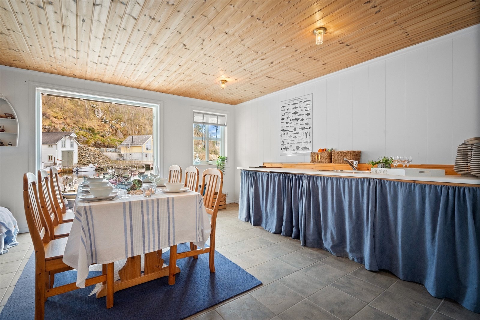 Det er laget til en praktisk utslagsvask i allrommet og godt med benkeplass. Galleribilde