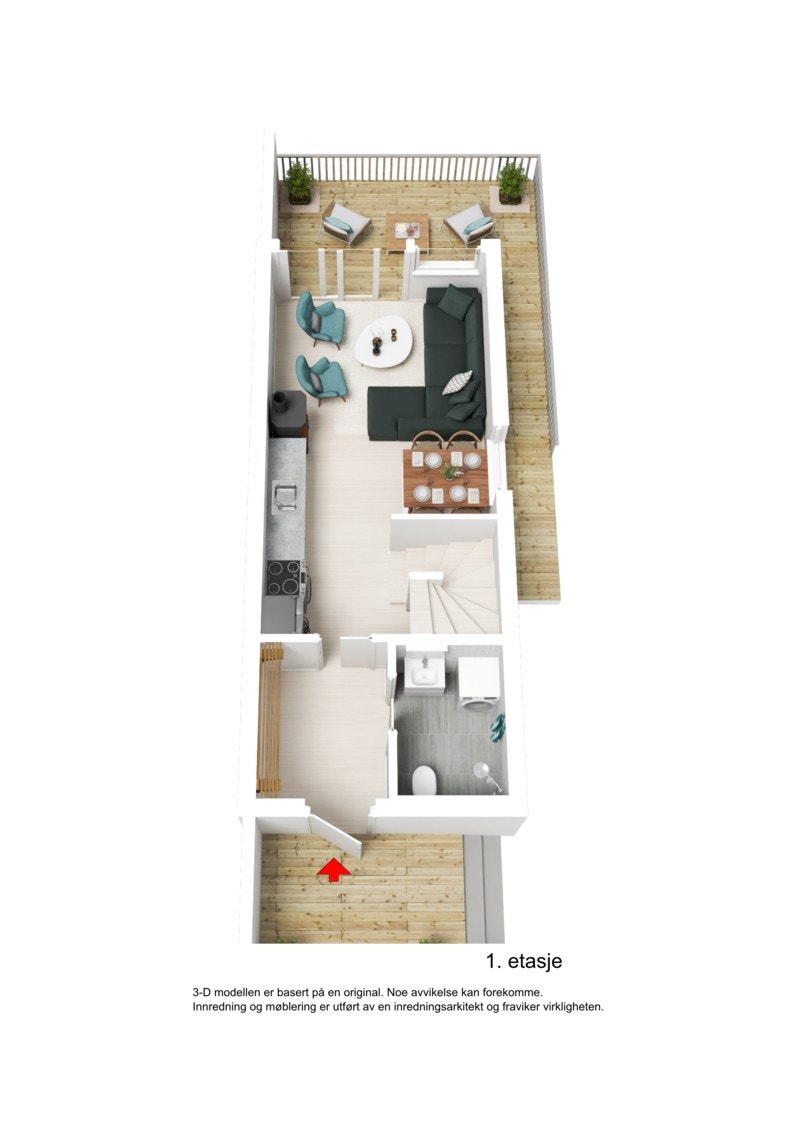 3D Plantegning - 1.etg. Galleribilde