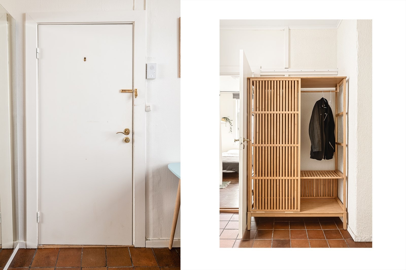 Ytterdøren har en praktisk sentrallås med mikrofon/høytaler. Galleribilde