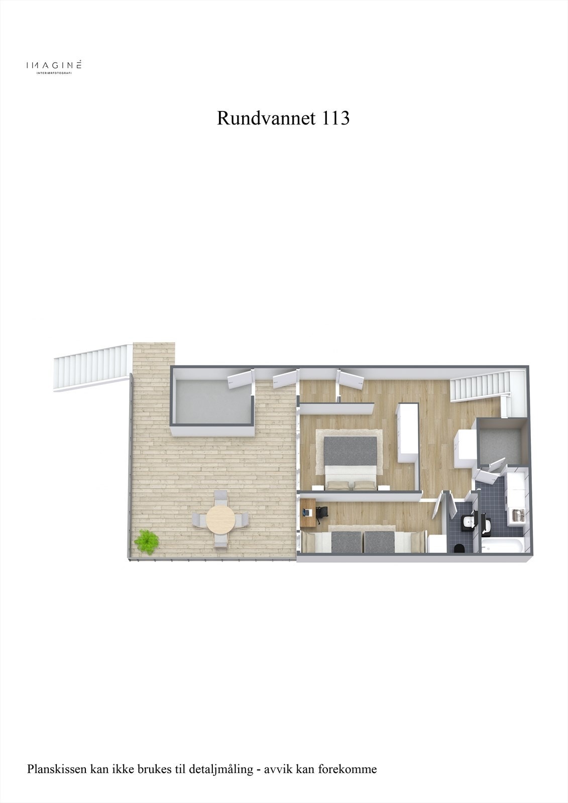 Rundvannet 113 - Planskisse 3D - 1.etasje. Galleribilde