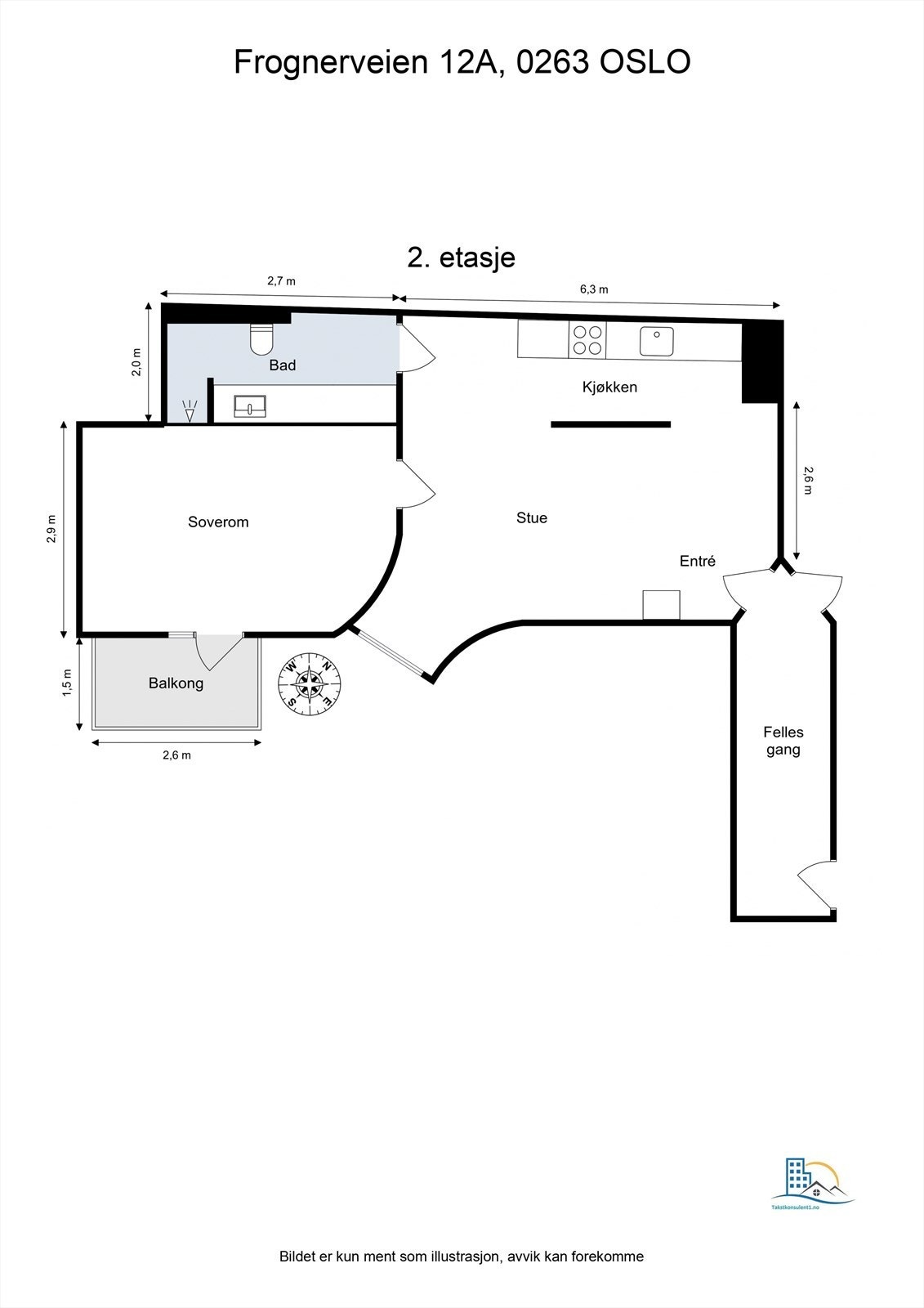 Plantegning. Felles gang er avlåst og deles kun med én nabo Galleribilde