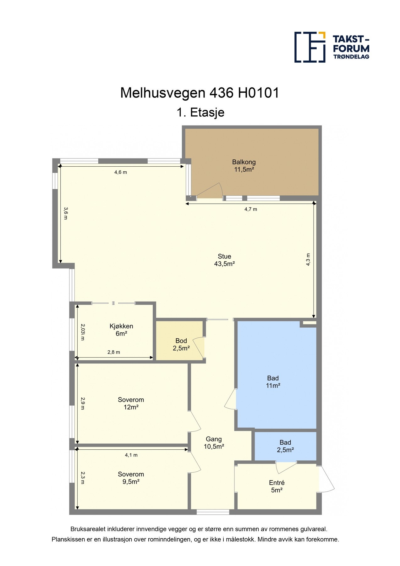 Planskisse. Leiligheten disponerer også sportsbod i byggets 1. etasje. Galleribilde