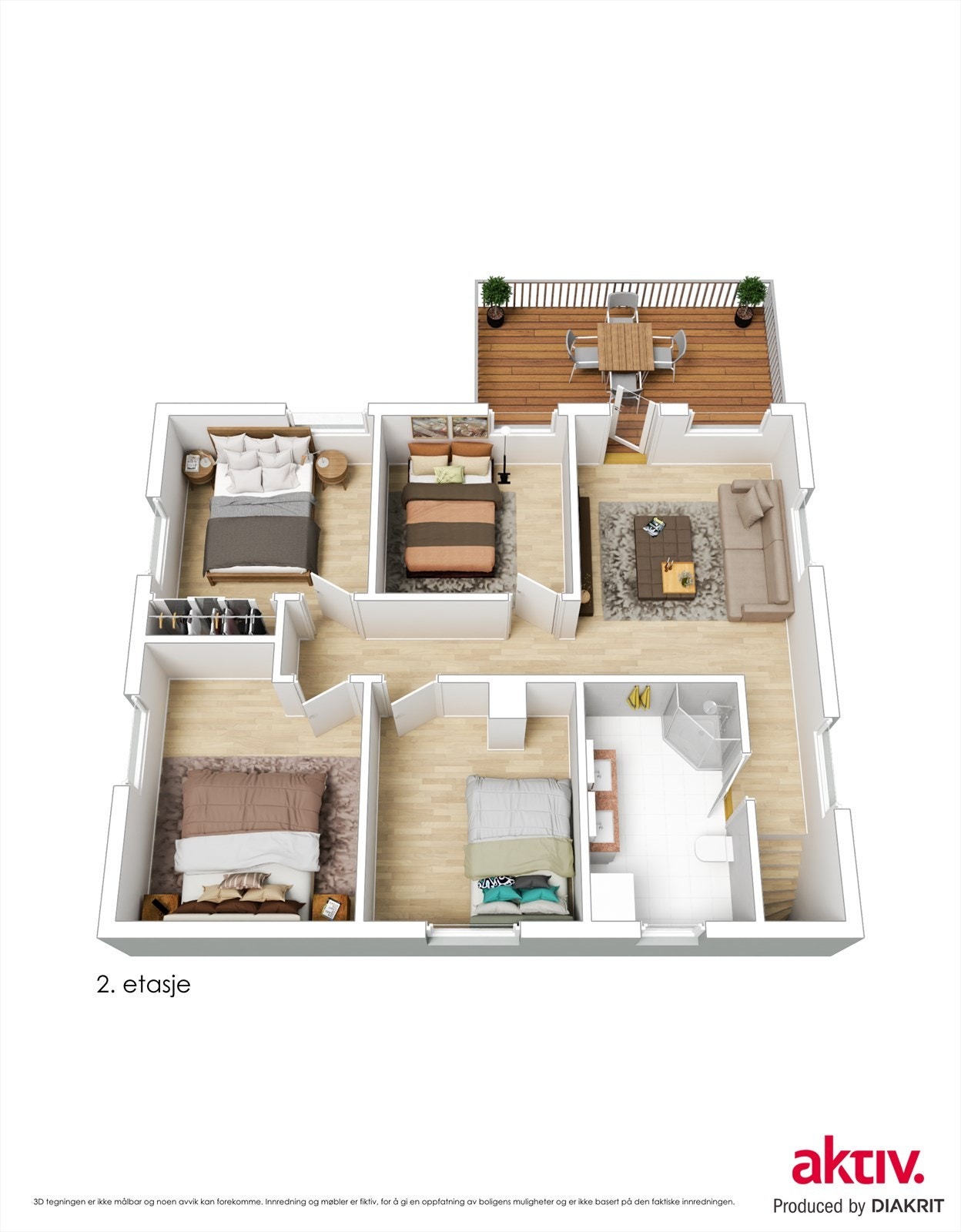 3d plantegning 2.etasje Galleribilde