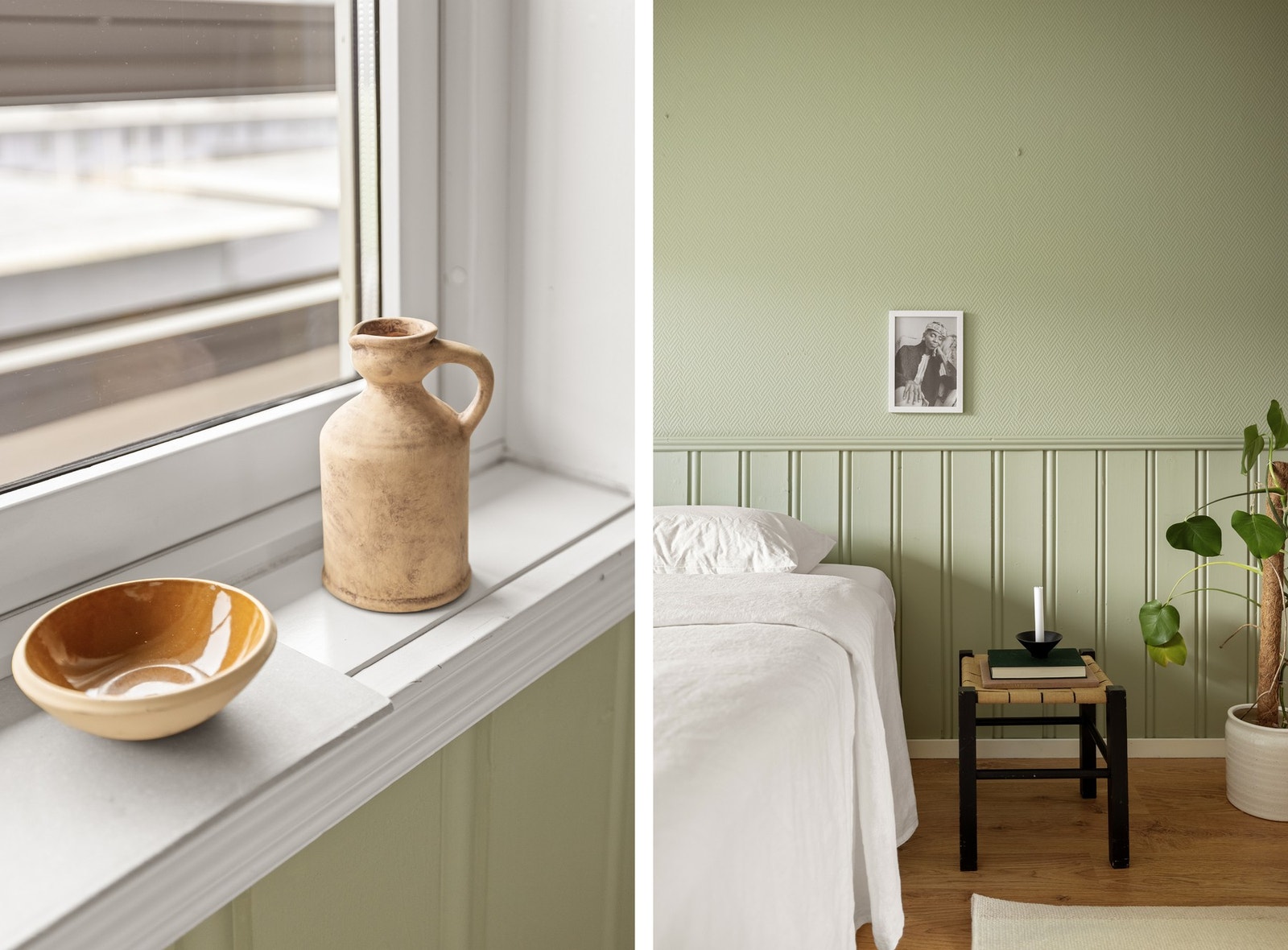 Rommet er malt i en behagelig tone, her ligger alt til rette for en god natt søvn. Galleribilde