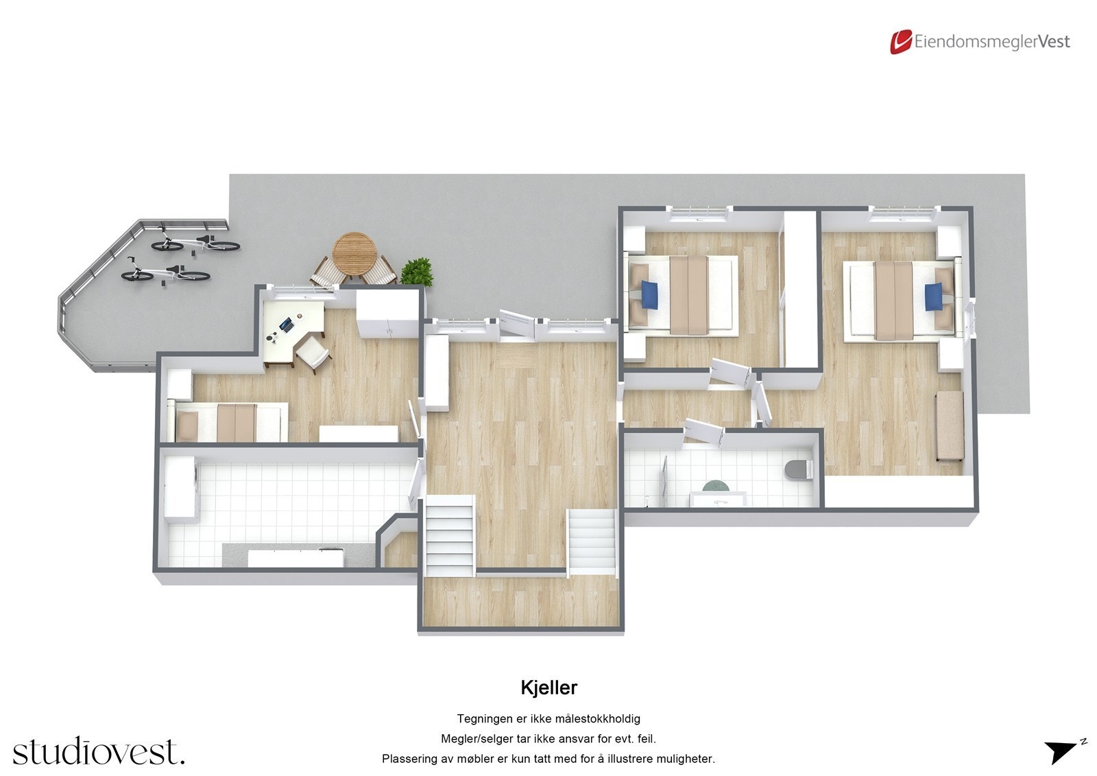 Planskisse 3D: Kjeller. Galleribilde