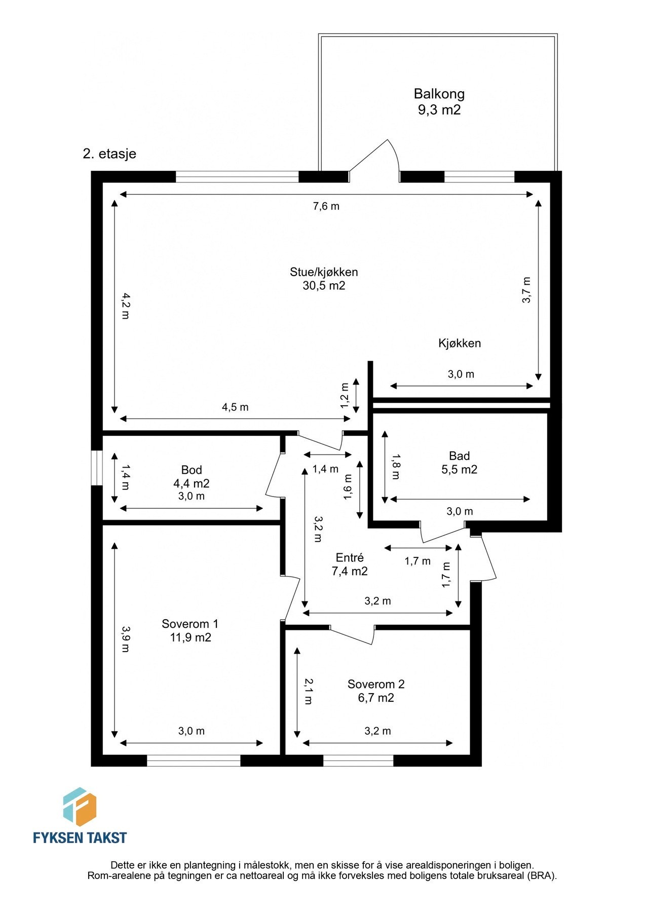 Målsatt planskisse. Galleribilde
