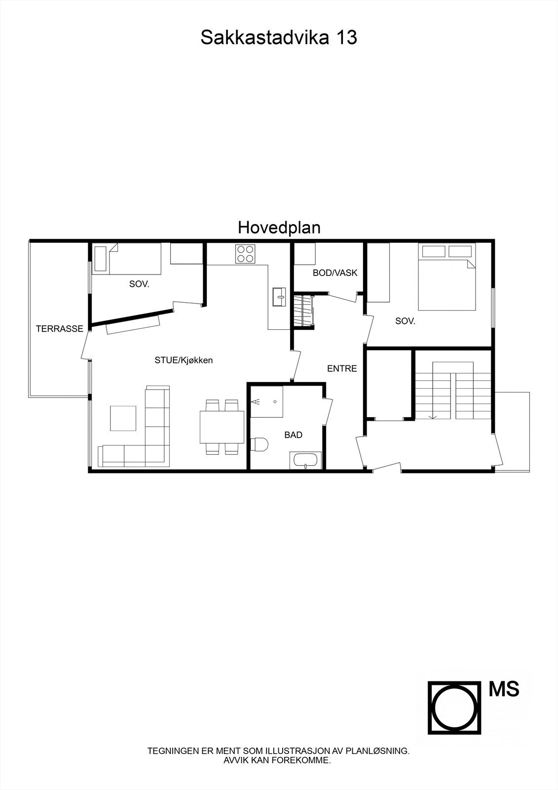 Floorplan letterhead - Sakkastadvika 13 - Hovedplan - 2D Floor Plan Galleribilde