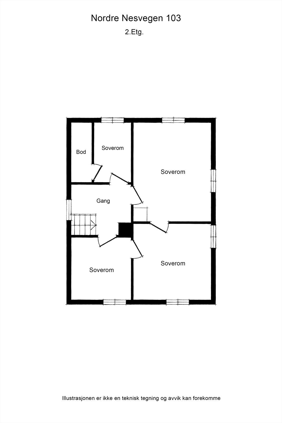 Plantegning andre etasje. Galleribilde