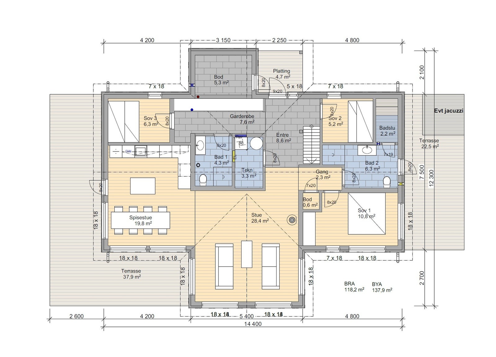 Plantegning 1. etasje Galleribilde