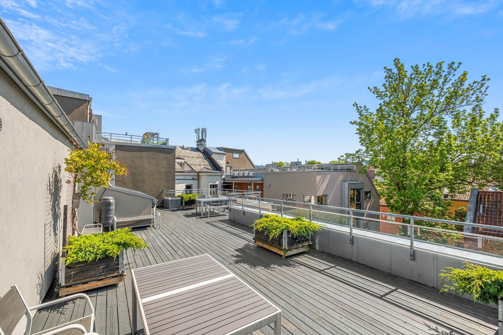 Takterrassen har panoramautsikt over Trondheim sentrum. Galleribilde
