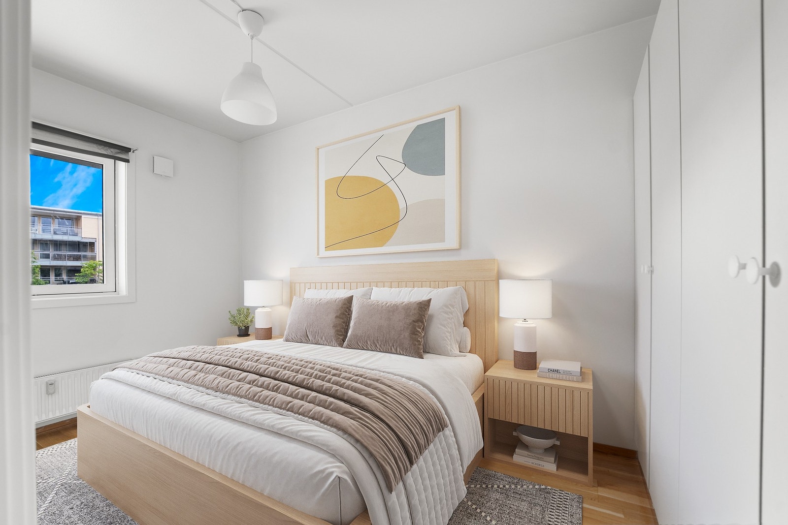Digital styling av soverommet. Galleribilde