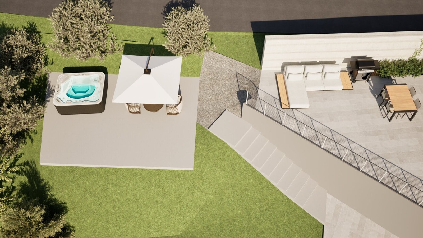 - hvor du kan anlegge plen, bygge terrasse, eller hva med å etablere et motstrømsbasseng her? Mulighetene er mange. Galleribilde