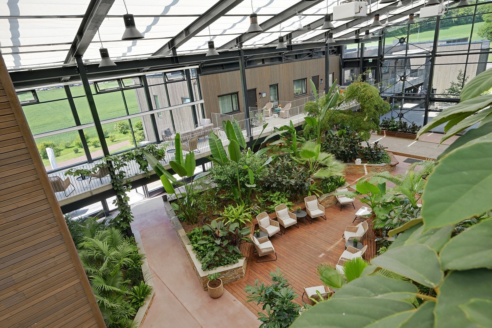 Leilighetene omkranses en tropisk helårshage, en arena hvor både planter og det sosiale livet får næring til å spire og gro året rundt Galleribilde