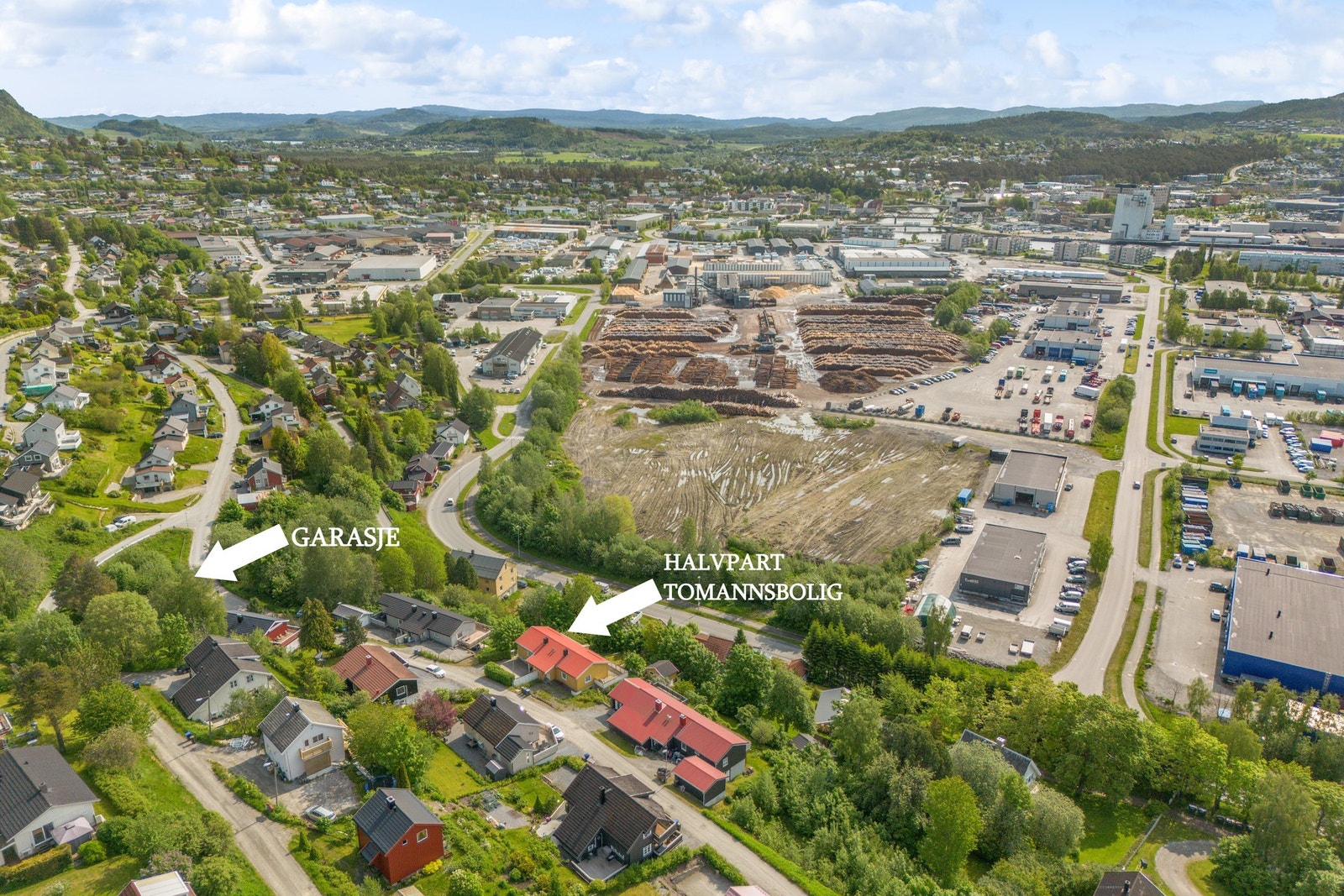 Rett bort i gaten er det garasje Galleribilde