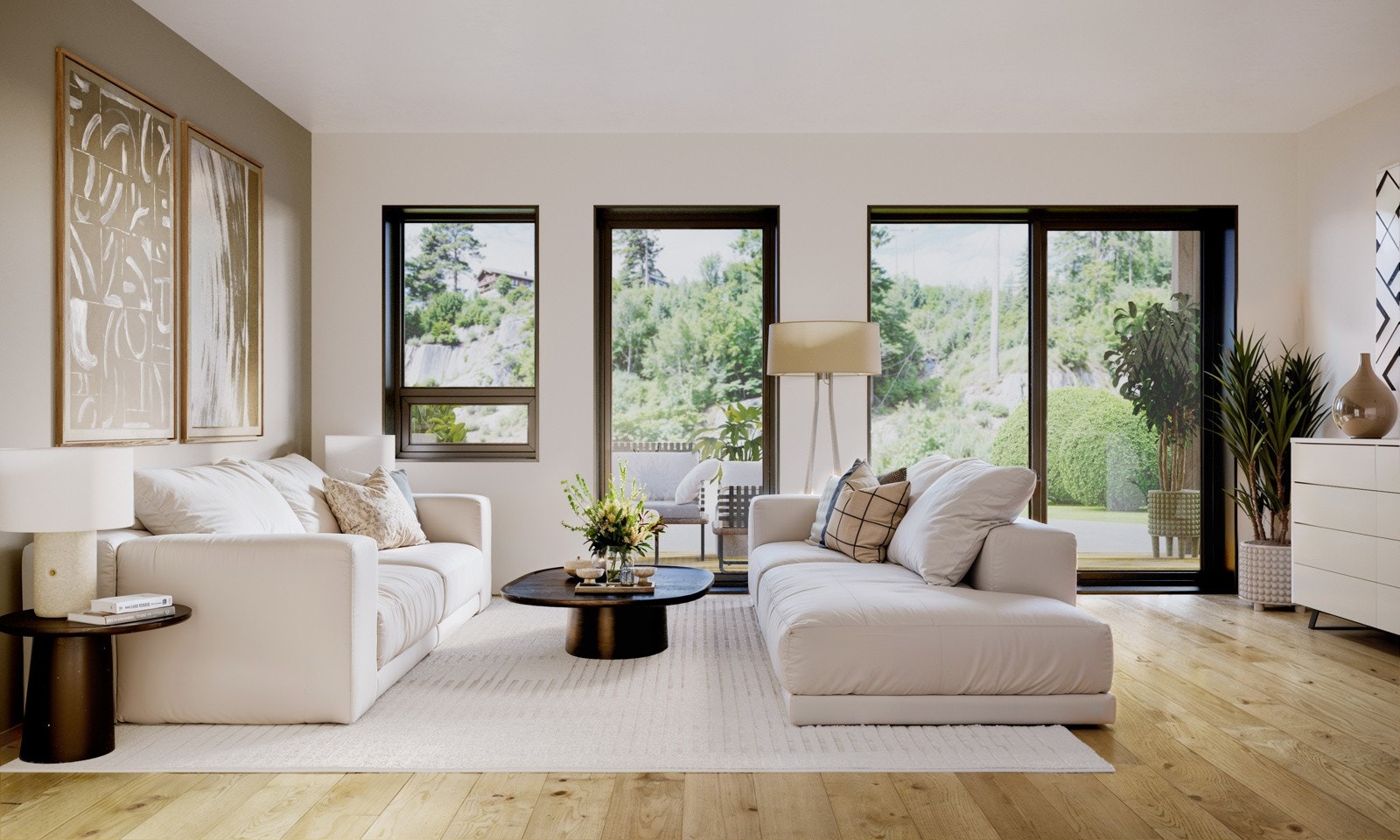 KJELLERSTUE / SOVEROM I 1. ETASJE - 3D-bildet viser en illustrasjon av boligens interiør. Avvik fra illustrasjonen til faktisk leveranse vil forekomme. Det er leveransebeskrivelsen som til enhver tid er gjeldende for boligens leveranse."leveranse Galleribilde