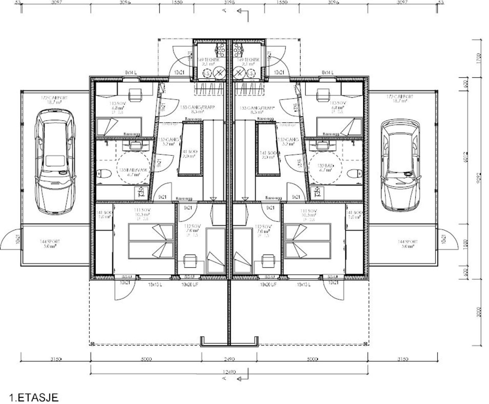Plantegning 1. etasje Galleribilde