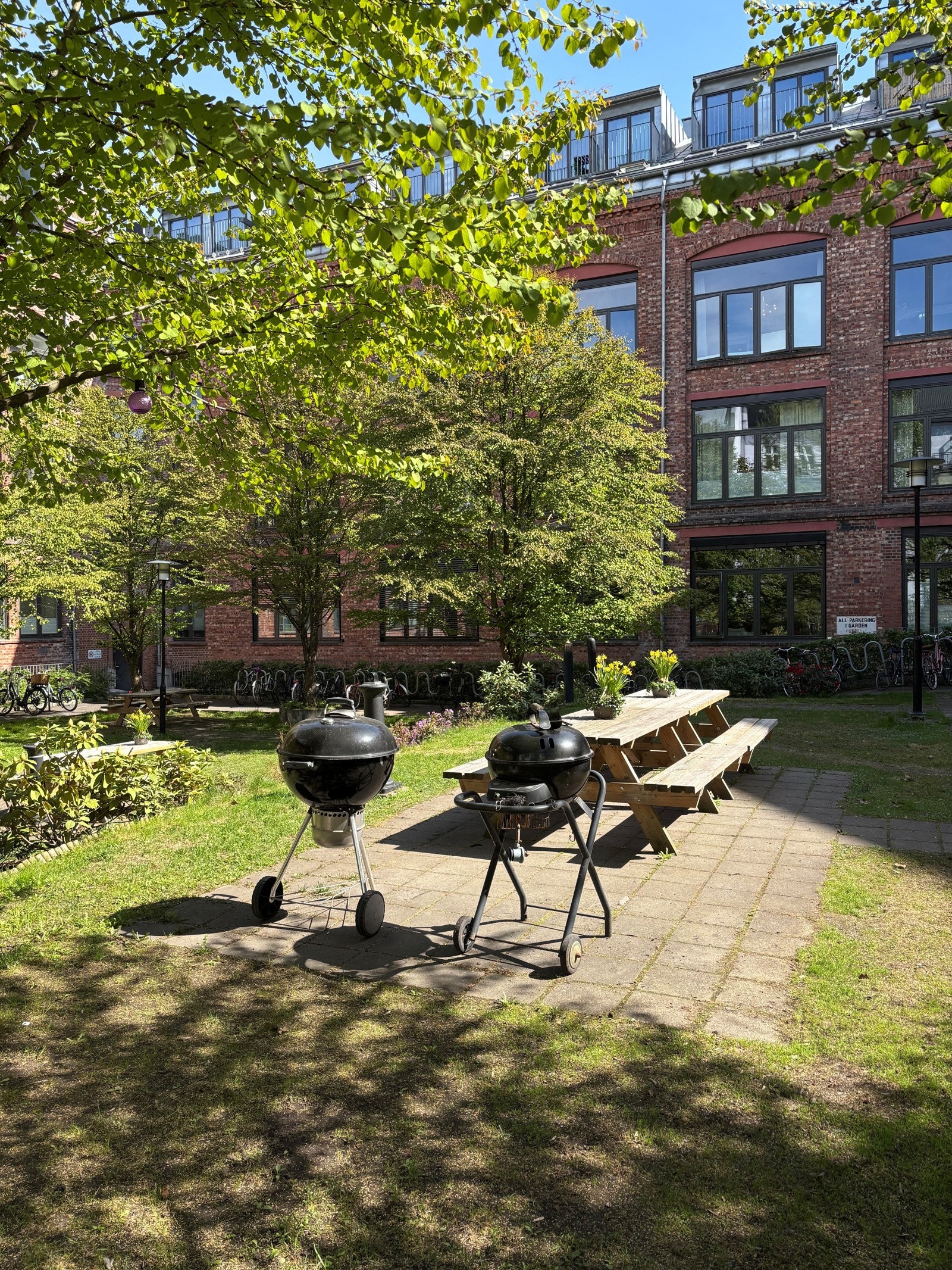 Frodig og flott bakgård med sittegrupper Galleribilde