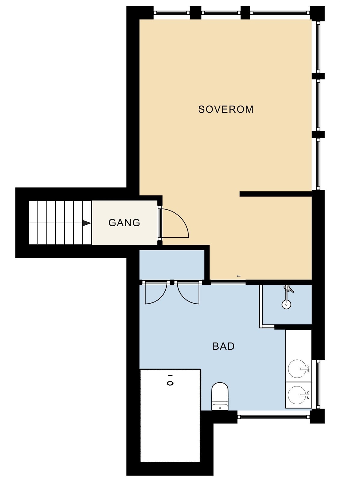 Hovedsoverom med eget bad i loftsetasjen. Galleribilde