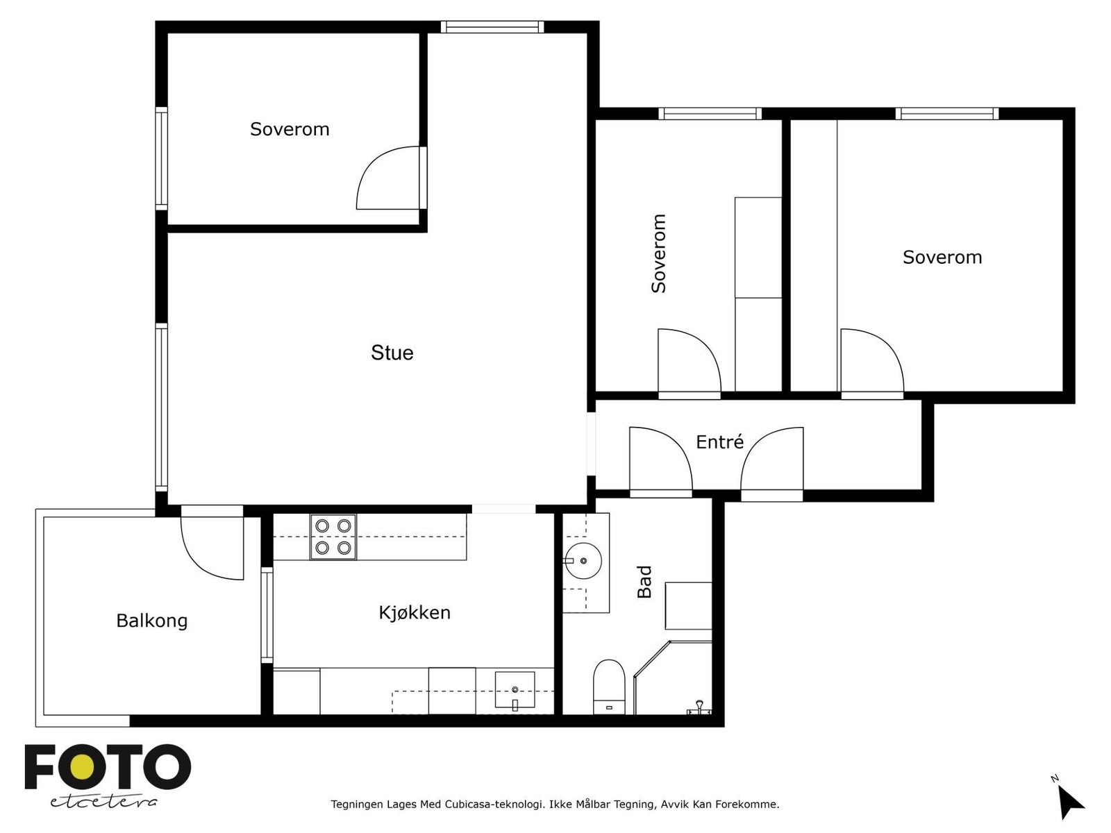 Alternativ plantegning ved 4-roms Galleribilde