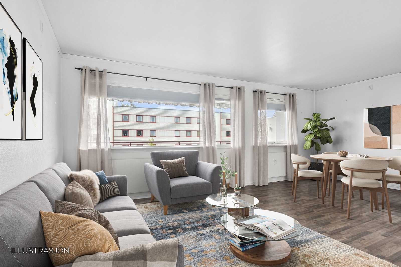 Stuen har god plass til sofagruppe og spisestue! Galleribilde